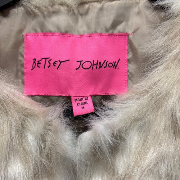 Betsey Johnson Faux Fur Vest Size M Beige Tan - Picture 6 of 7